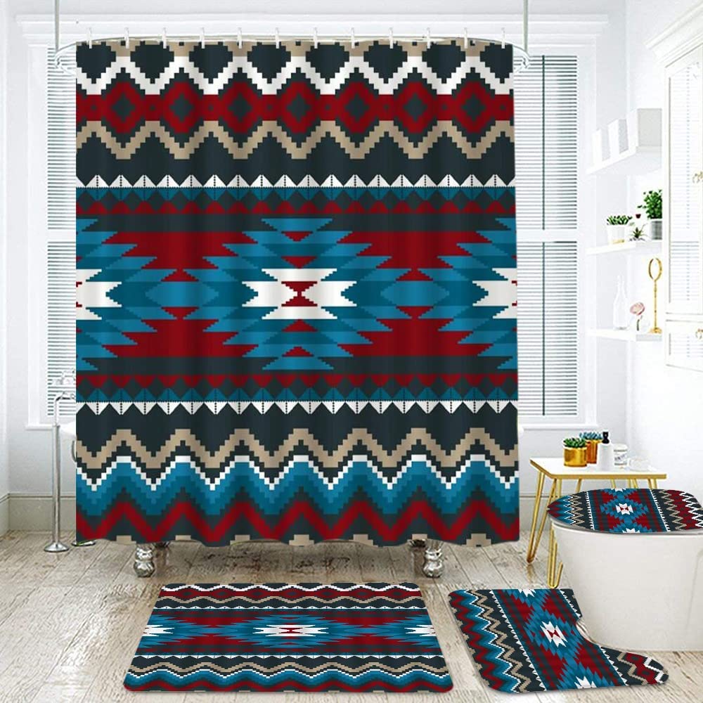 Add Tribal Vibes With Aztec Southwestern Native American Shower Curtain