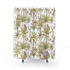 Add Vintage Charm to Your Bathroom with Golden Olive Tree Print Monkey Palm Shower Curtain 