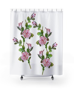 Add a Boho Touch to Your Bathroom with the Pink Floral Roses Shower Curtain