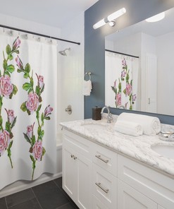 Add a Boho Touch to Your Bathroom with the Pink Floral Roses Shower Curtain