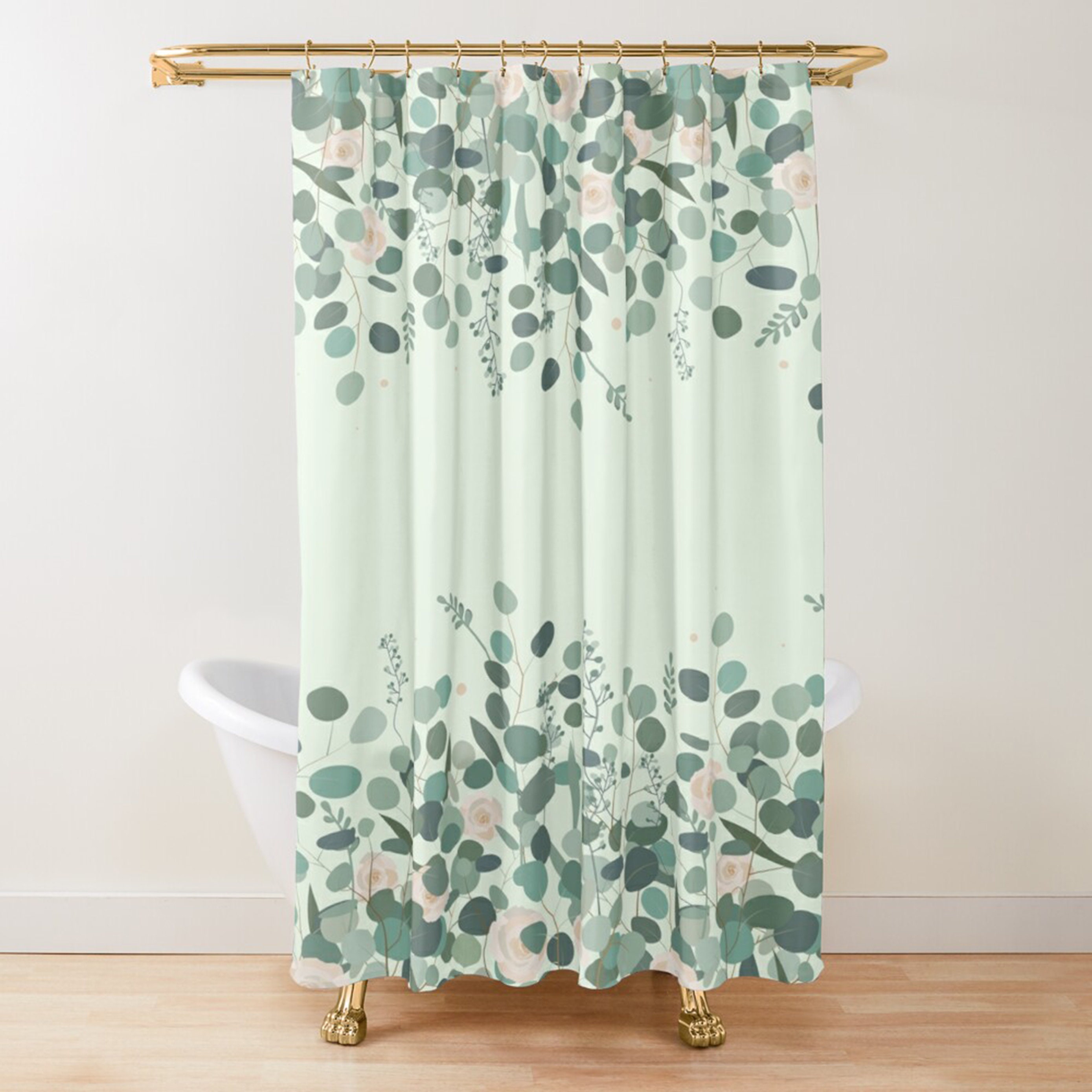 Add a Breath of Fresh Air with the Roses Eucalyptus Leaves Shower Curtain