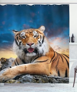 Add a Calming Touch to Your Bathroom with Tiger Sunset Shower Curtain