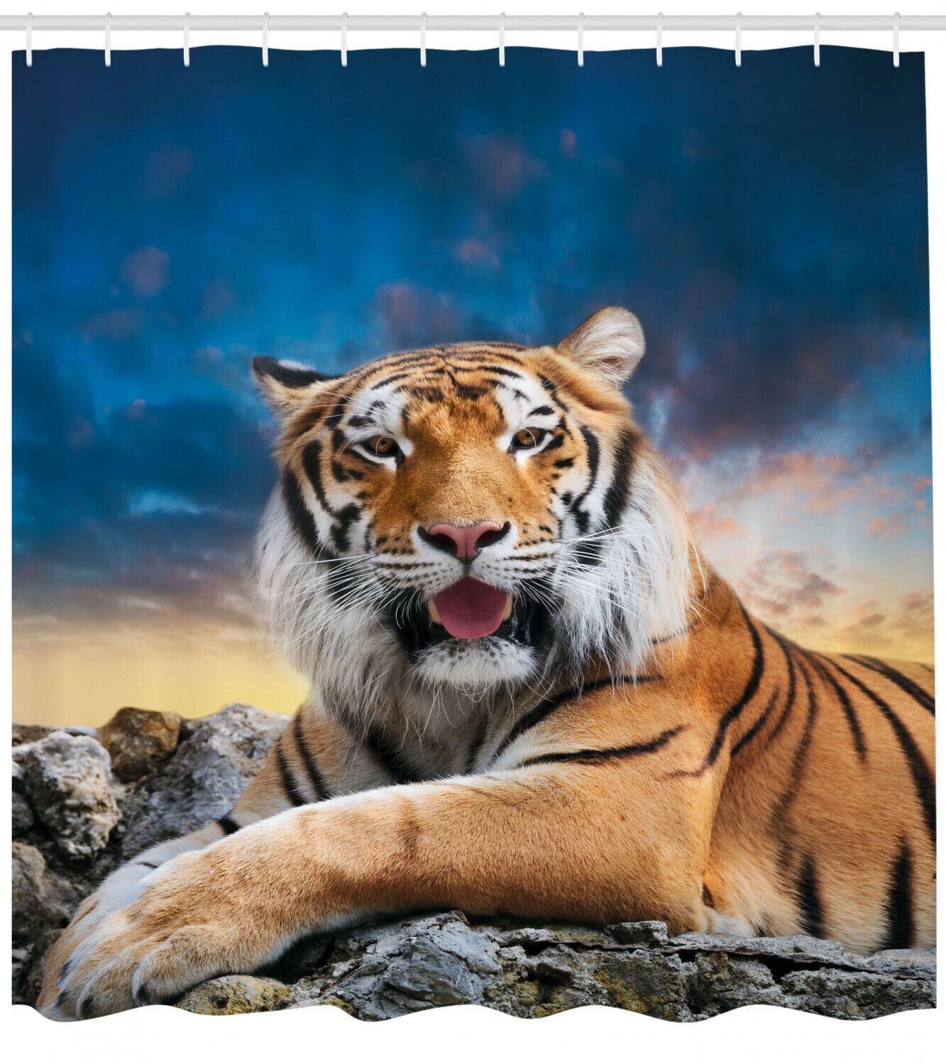 Add a Calming Touch to Your Bathroom with Tiger Sunset Shower Curtain
