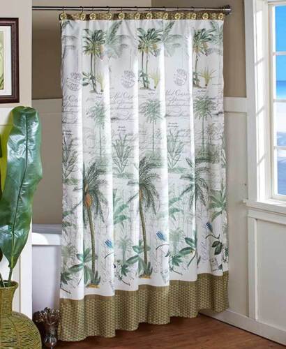 Add a Fresh Look to Your Bathroom with Palm Trees Shower Curtain Hooks and Basket Set