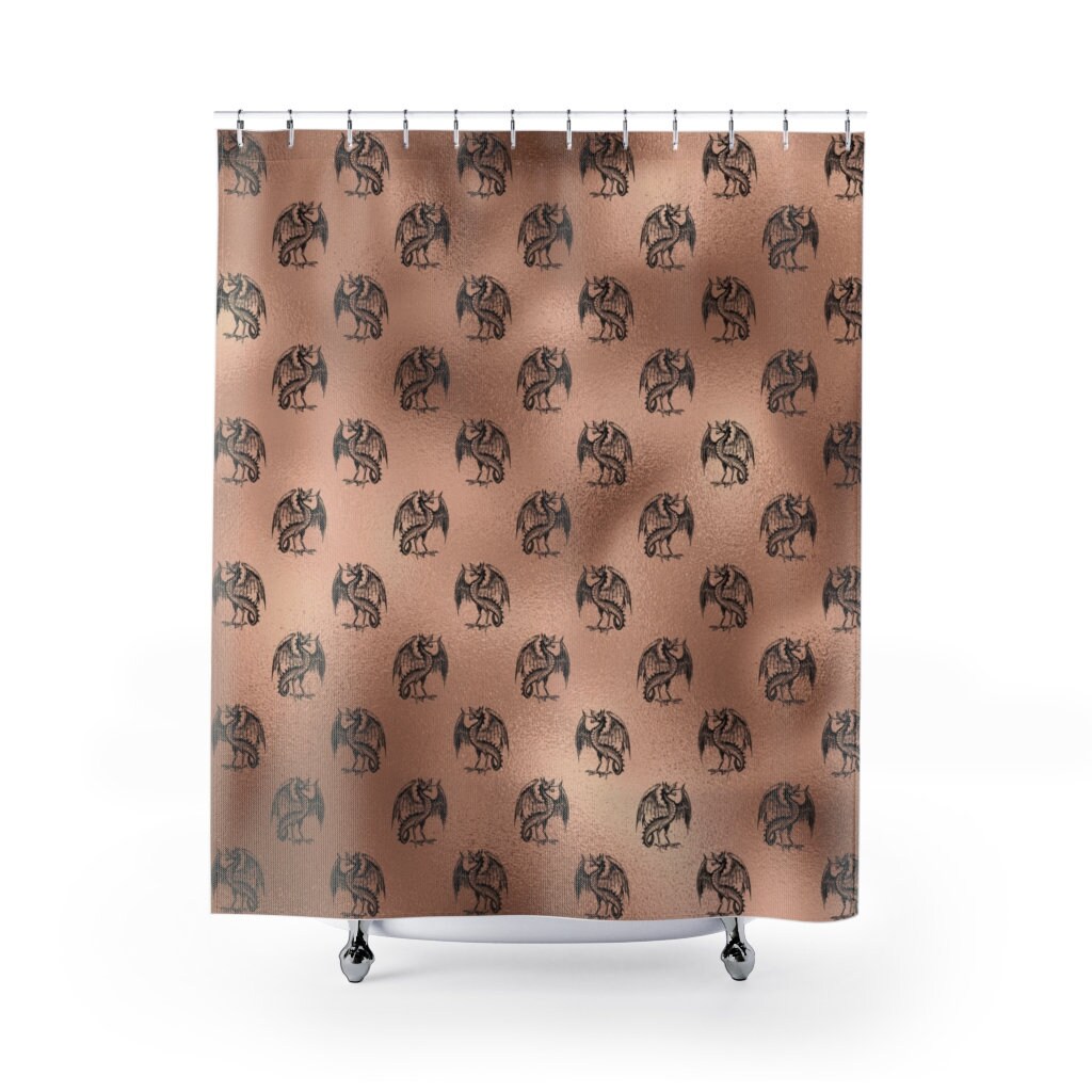 Add a Gothic Touch to Your Bathroom with the Rose Gold Dragon Shower Curtain