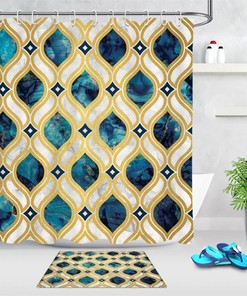Add a Hint of Style to Your Bathroom with Watercolor Style Geometric Pattern Shower Curtain