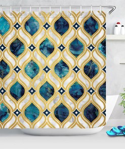 Add a Hint of Style to Your Bathroom with Watercolor Style Geometric Pattern Shower Curtain