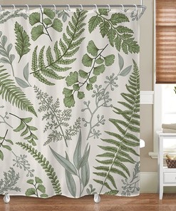 Add a Natural Touch to Your Bathroom with Fern Leaves Shower Curtain for Rustic Farmhouse Decor
