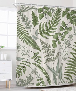 Add a Natural Touch to Your Bathroom with Fern Leaves Shower Curtain for Rustic Farmhouse Decor