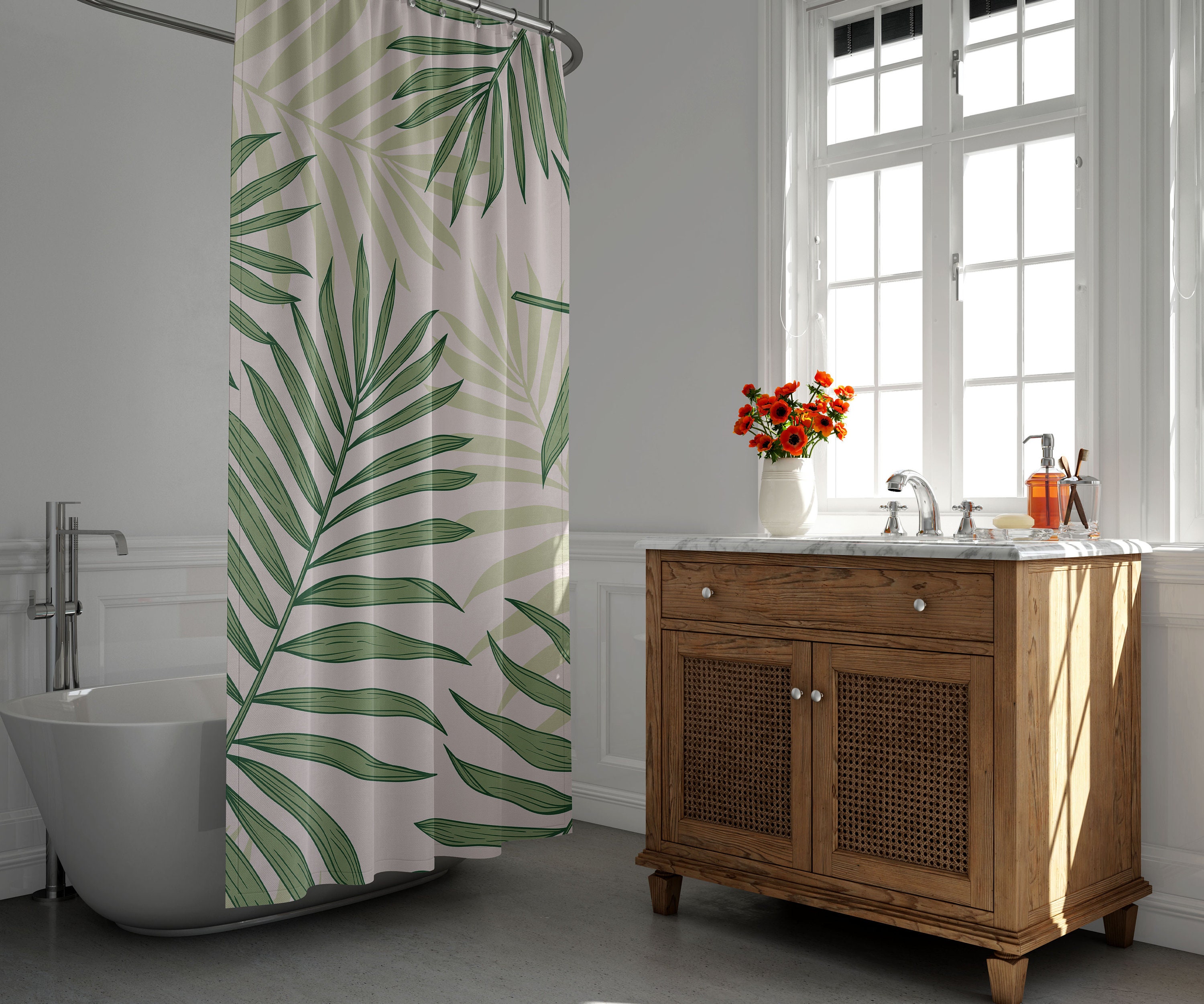 Add a Relaxing Atmosphere to Your Bathroom with this Amazing Palm Leaves Shower Curtain