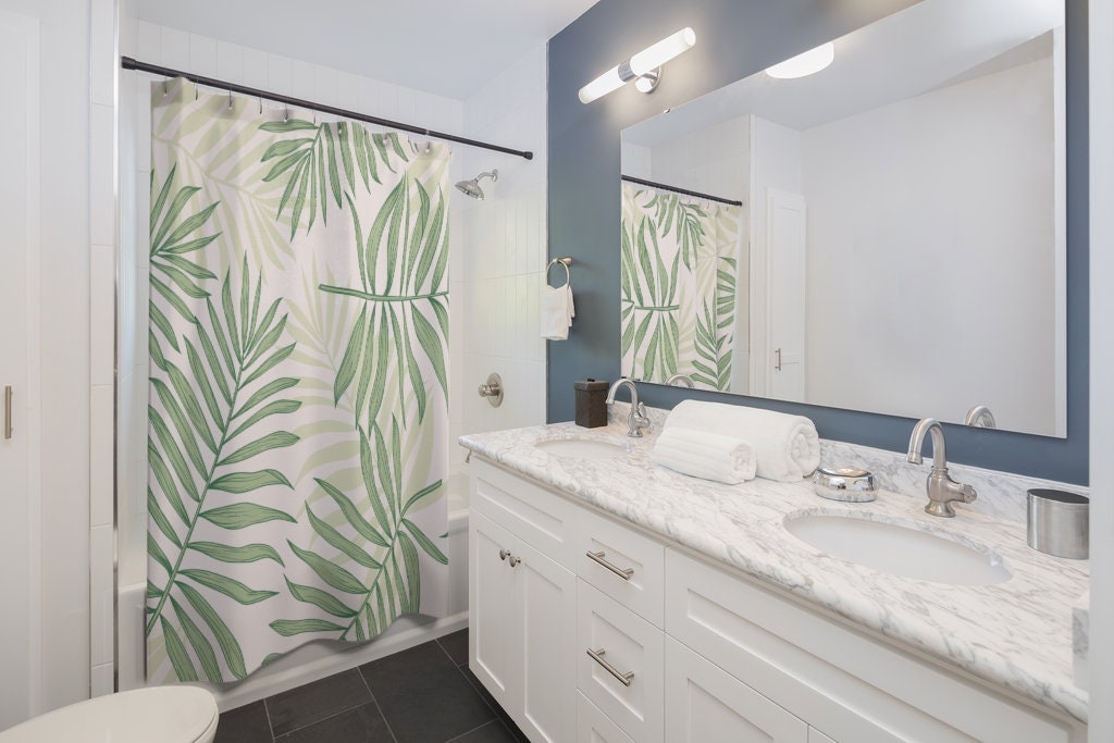 Add a Relaxing Atmosphere to Your Bathroom with this Amazing Palm Leaves Shower Curtain