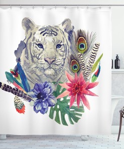 Add a Retro Touch to Your Bathroom with Feline Cat Tiger Shower Curtain