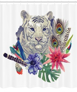 Add a Retro Touch to Your Bathroom with Feline Cat Tiger Shower Curtain