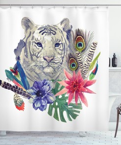 Add a Retro Touch to Your Bathroom with Feline Cat Tiger Shower Curtain