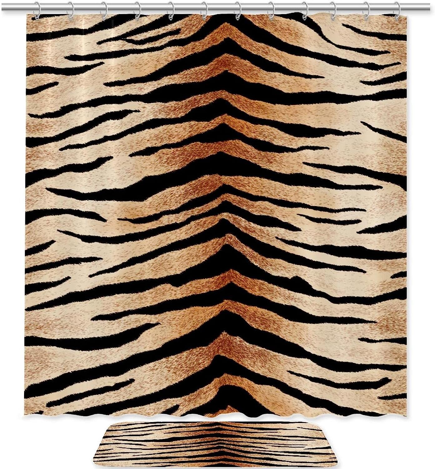 Add a Touch of Adventure to Your Bathroom with This Tiger Skin Shower Curtain