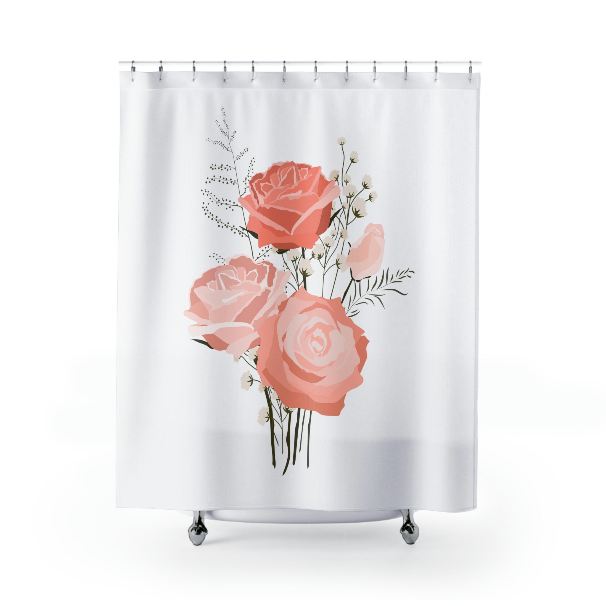 Add a Touch of Beauty with this Classic Roses Shower Curtain for Your Bathroom
