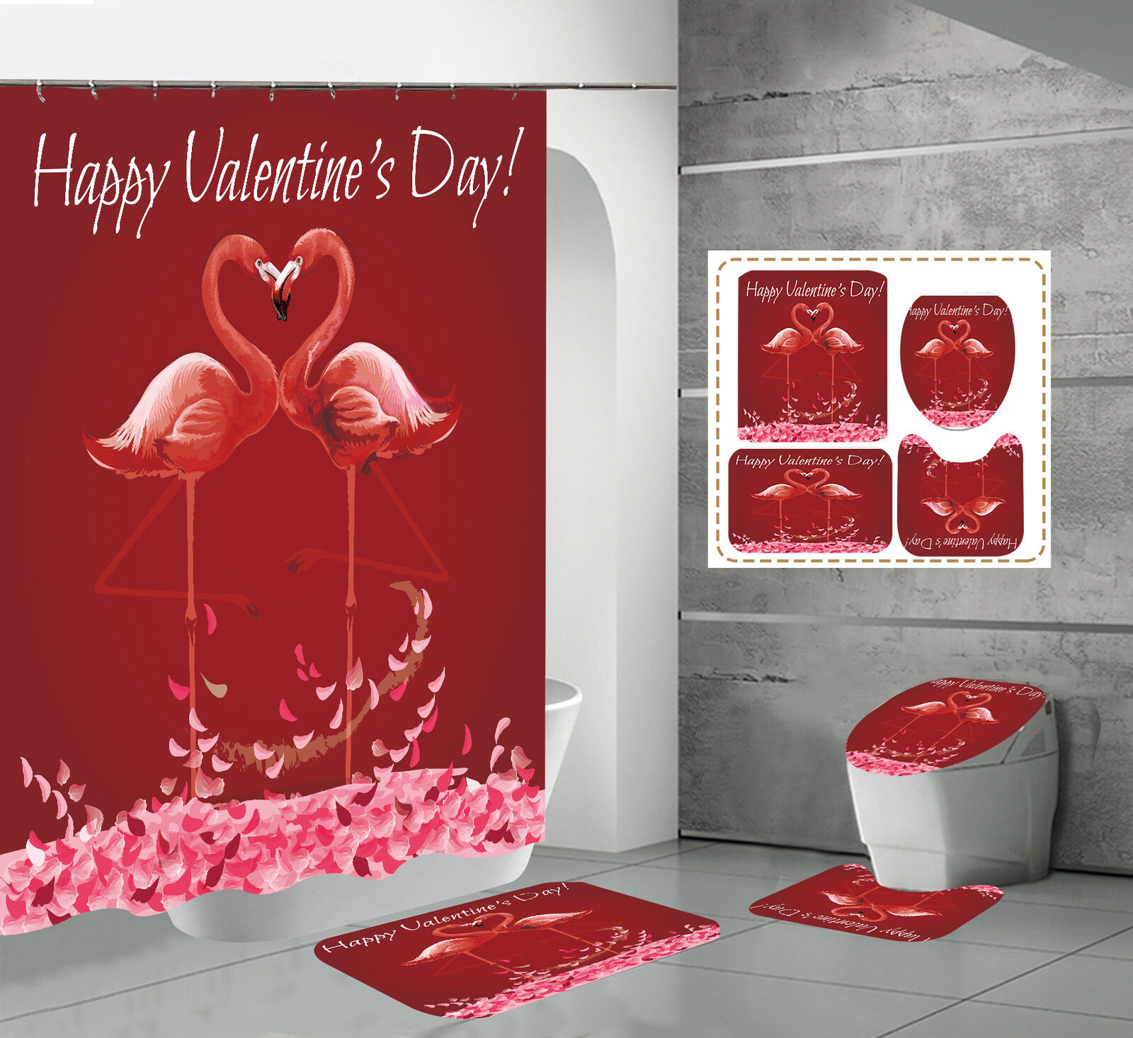 Add a Touch of Elegance to Your Bathroom with this Flamingo Rose Flowers Shower Curtain