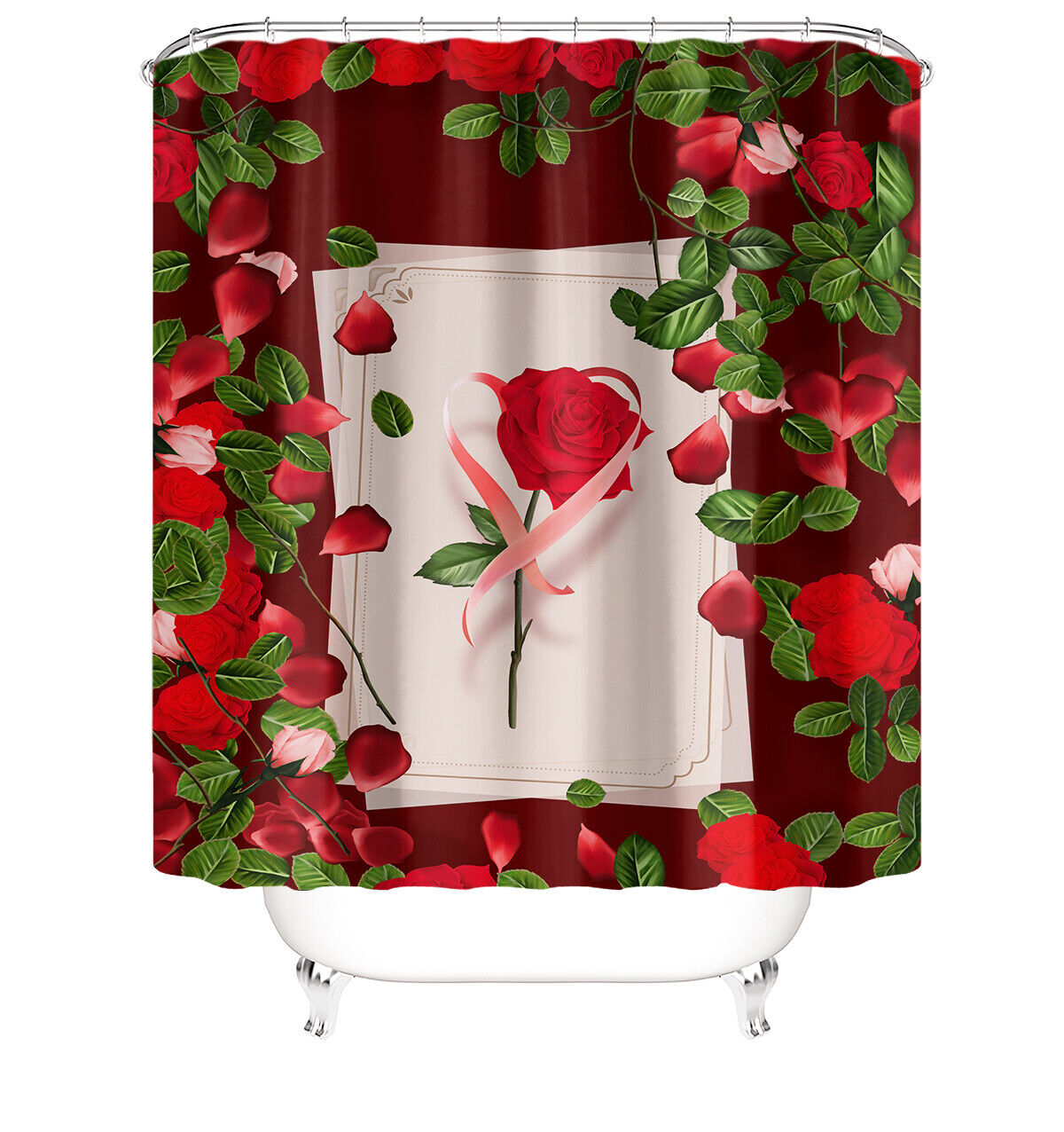 Add a Touch of Elegance with this Rose Shower Curtain for Your Bathroom