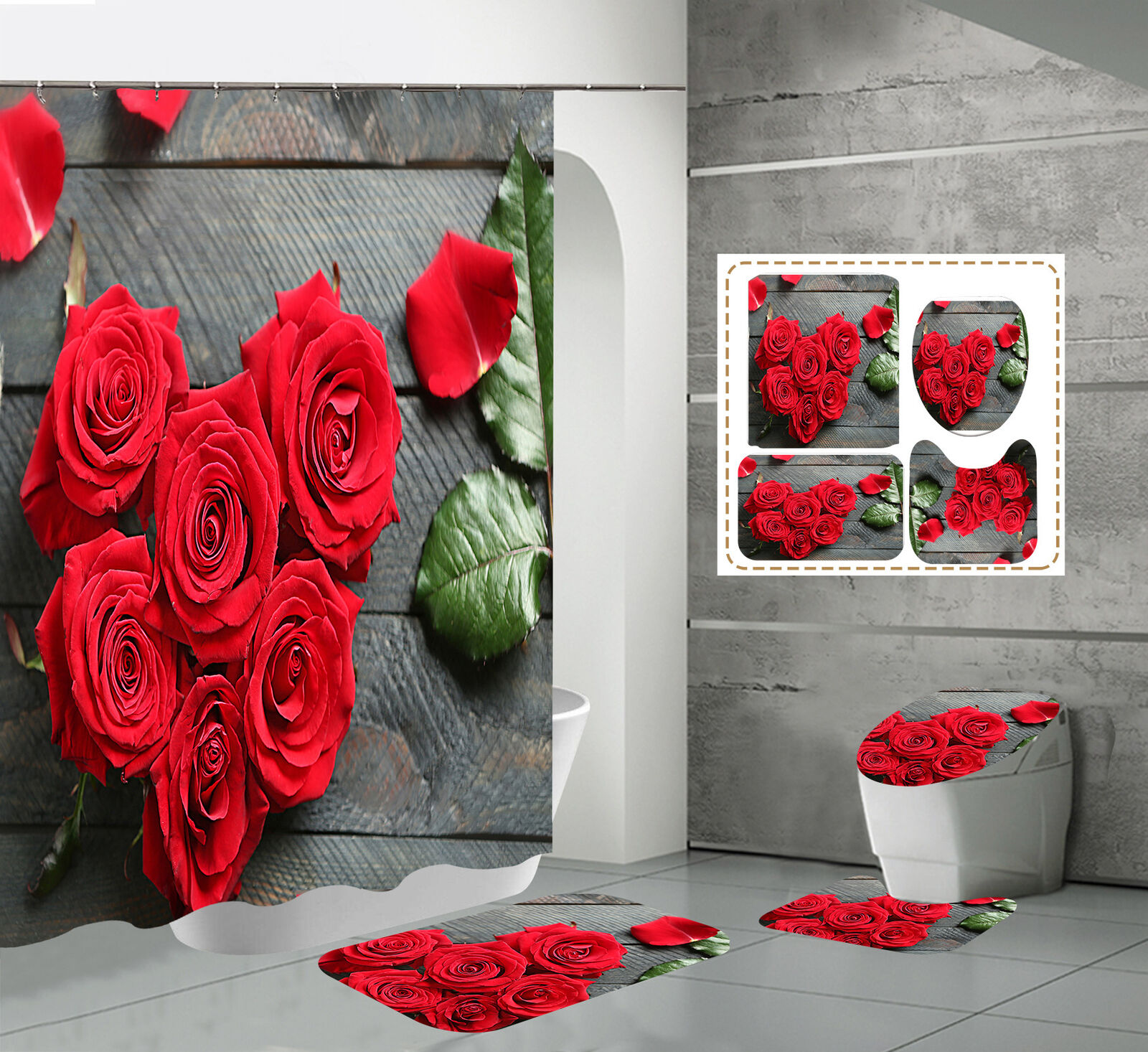 Add a Touch of Grace with the Rose Flowers Print Shower Curtain