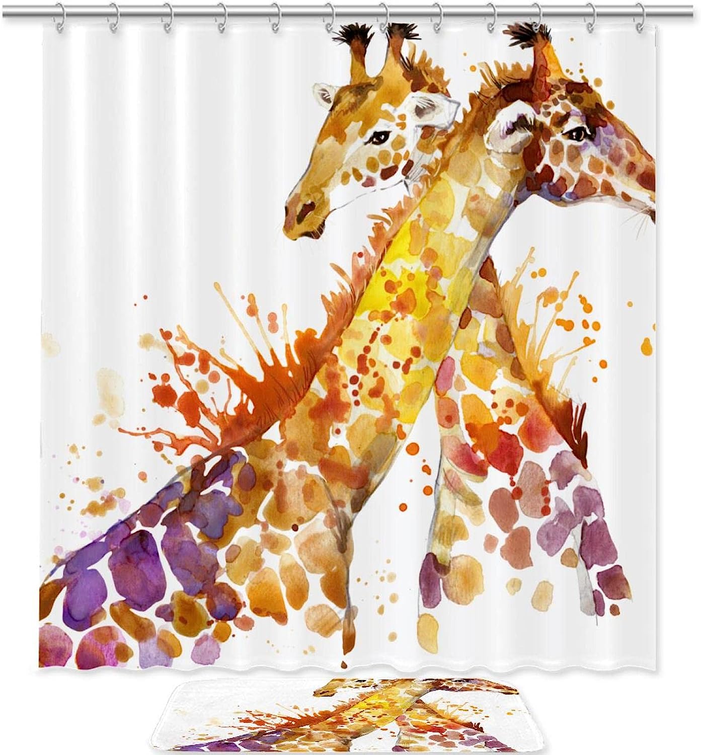 Add a Touch of Magic with Watercolor Giraffe Shower Curtain Waterproof Shower Curtain