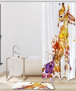 Add a Touch of Magic with Watercolor Giraffe Shower Curtain Waterproof Shower Curtain