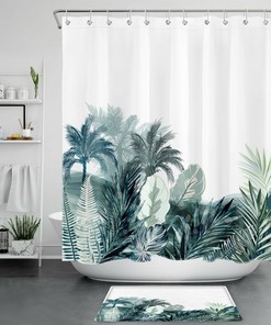 Add a Touch of Nature to Your Bathroom with Banana Leaf Watercolor Shower Curtain