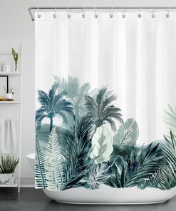 Add a Touch of Nature to Your Bathroom with Banana Leaf Watercolor Shower Curtain