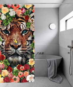 Add a Touch of Nature to Your Bathroom with Tiger in Flora Shower Curtain