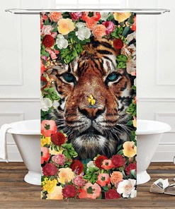 Add a Touch of Nature to Your Bathroom with Tiger in Flora Shower Curtain