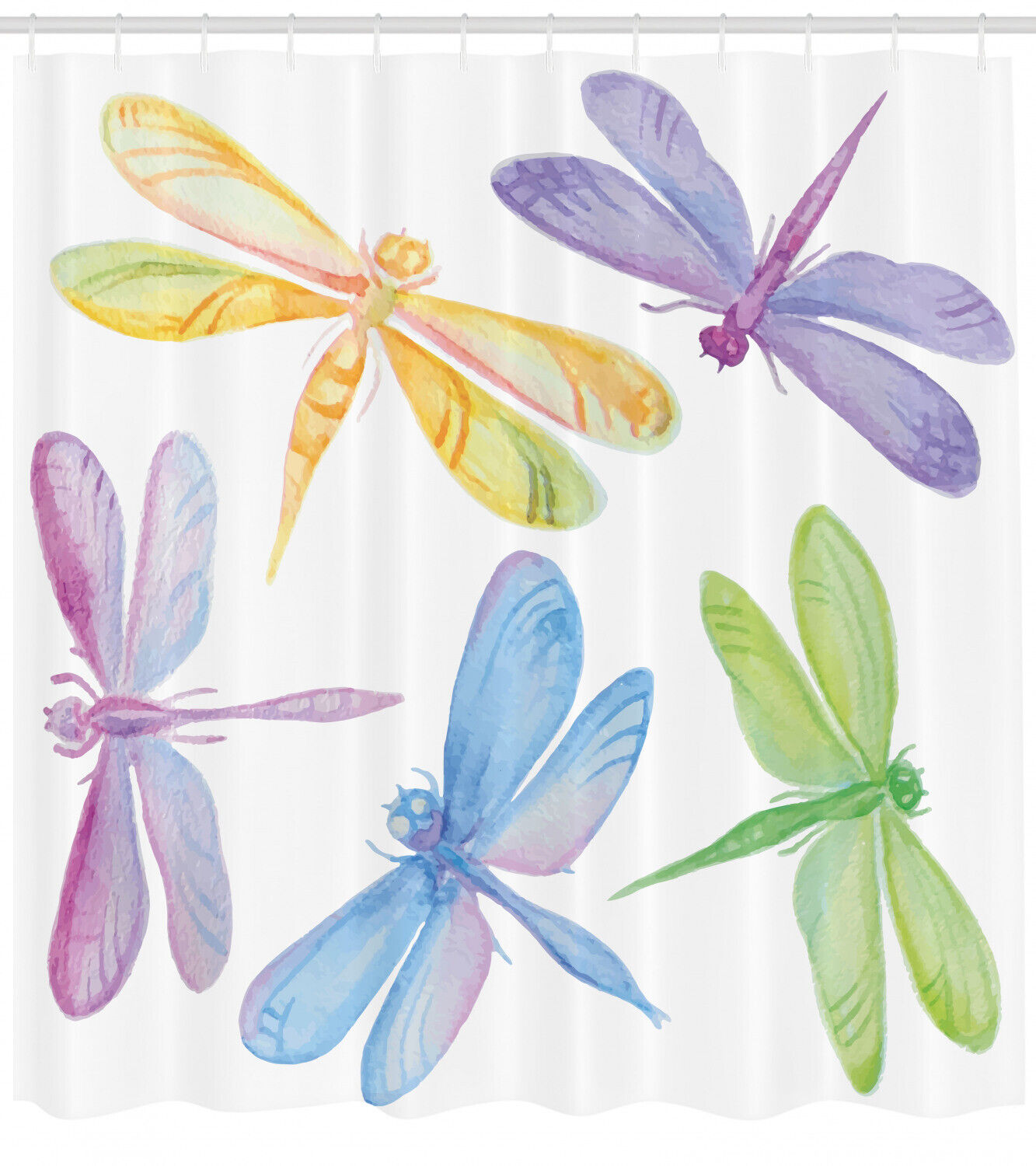 Add a Touch of Nature with Watercolor Dragonfly Shower Curtain with Winged Insect Print