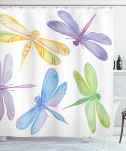 Add a Touch of Nature with Watercolor Dragonfly Shower Curtain with Winged Insect Print