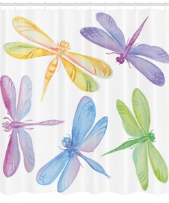 Add a Touch of Nature with Watercolor Dragonfly Shower Curtain with Winged Insect Print