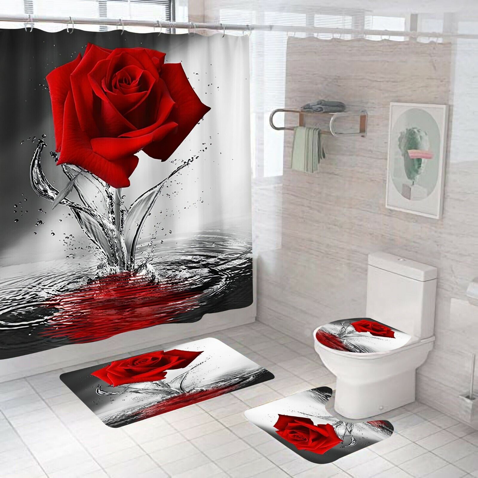 Add a Touch of Romance to Your Bathroom with this Rose Shower Curtain