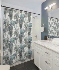 Add a Touch of Serenity with Watercolor Gray African Elephant Shower Curtain for Your Bathroom
