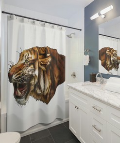 Add a Touch of Wilderness to Your Bathroom with This Tiger Shower Curtain