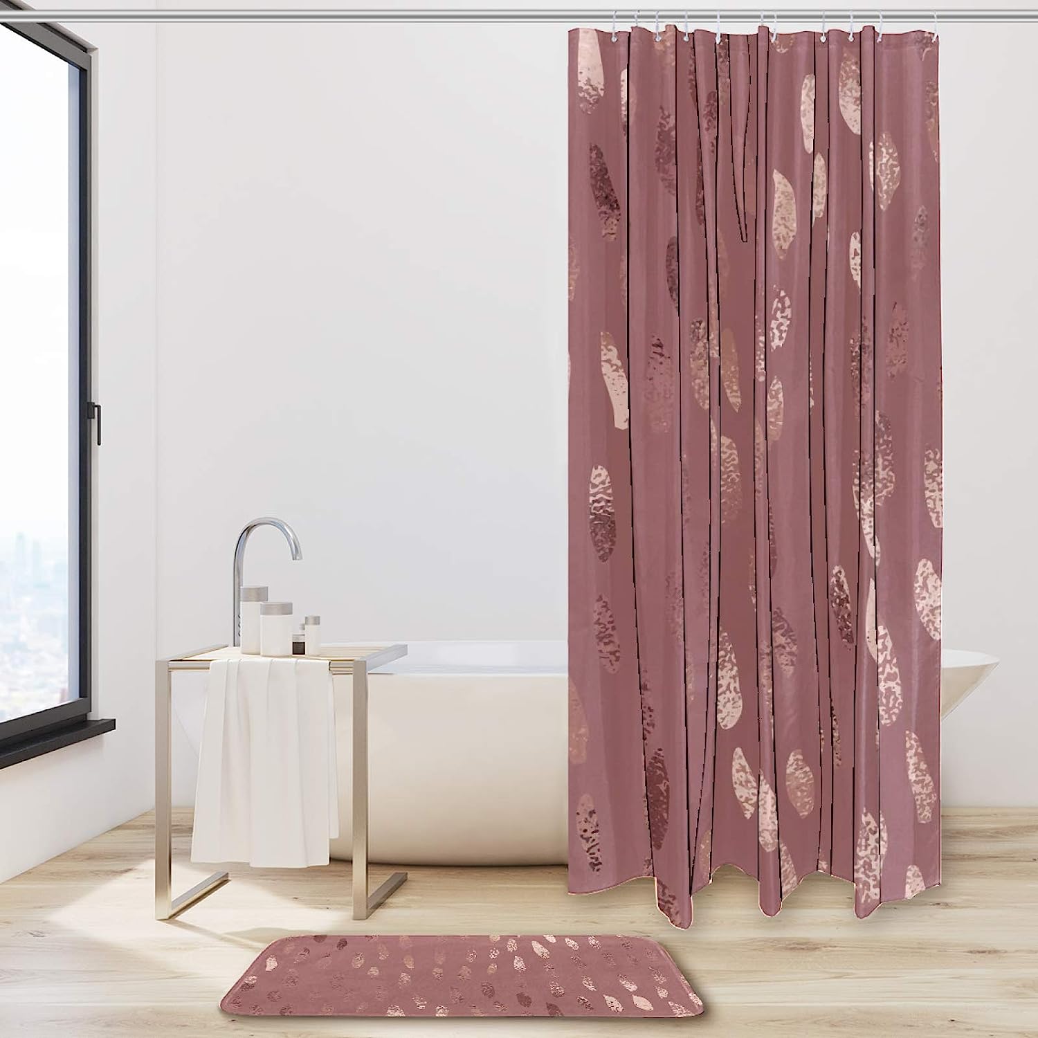 Add a Unique Touch to Your Bathroom with the Rose Gold Texture Shower Curtain