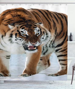 Add an Element of Wildness to Your Bathroom with Siberian Predator Tiger Shower Curtain
