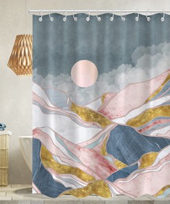 Add an Ethereal Touch with Pink Mountains View Shower Curtain for Your Bathroom