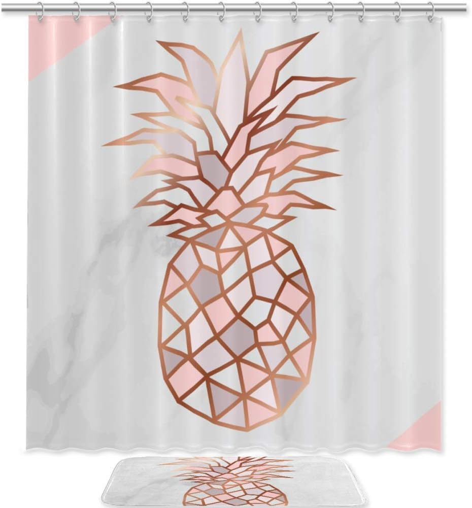 Add some Style to Your Bathroom with the Pineapple Marble Shower Curtain