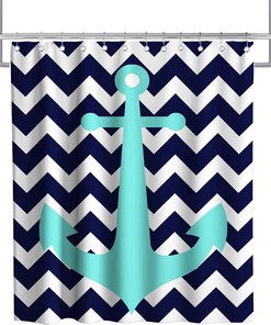 Add some vintage nautical flair to your bathroom with this seethetime Anchor Coastal Vintage Shower Curtain. 