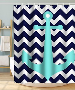 Add some vintage nautical flair to your bathroom with this seethetime Anchor Coastal Vintage Shower Curtain.