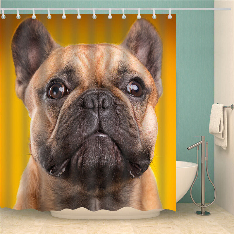 Adorable 3D Pet Dog Bulldog Puppy Bathroom Shower Curtain
