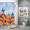Adorable 3D Sunflower Butterfly Shower Curtain For Your Bathroom