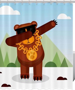 Adorable Bear Animal Design Shower Curtain For Kids And Adults