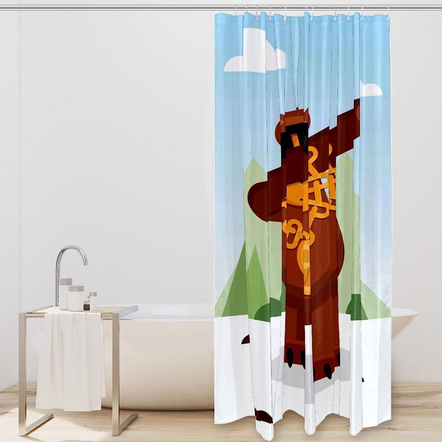 Adorable Bear Animal Design Shower Curtain For Kids And Adults - Image 2