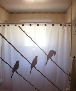 Adorable Birds On A Wire Shower Curtain For Unique Bathroom Decor, Modern Design