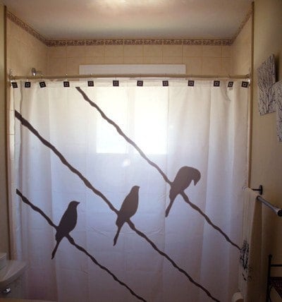 Adorable Birds On A Wire Shower Curtain For Unique Bathroom Decor, Modern Design