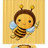 Adorable Cartoon Bee Print Bathroom Decor Shower Curtain Memory Foam Waterproof Fabric