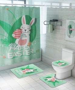 Adorable Cartoon Easter Eggs Rabbit Shower Curtain New