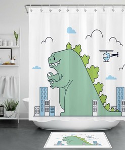 Adorable Cartoon Giraffe Heart Pattern Waterproof Fabric Bathroom Shower Curtain